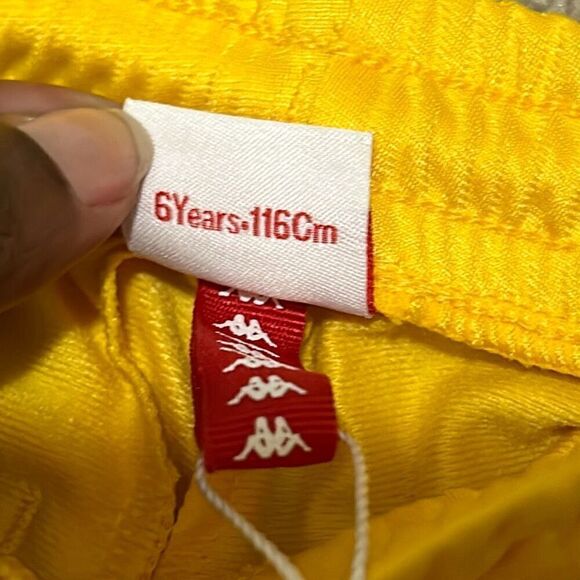 Kappa 6 Youth Sneek Man Track Stripe Logo Joggers Sweatpants Yellow Streetwear - Picture 8 of 13